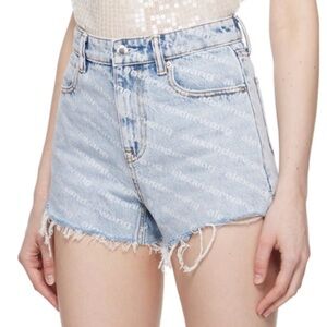 Alexander wang denim logo shorts light wash size23